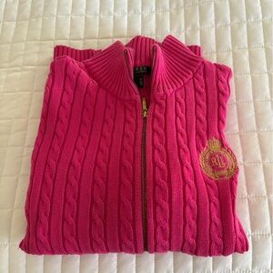 Ralph Lauren Gold crest cable knit cardigan size 1x
